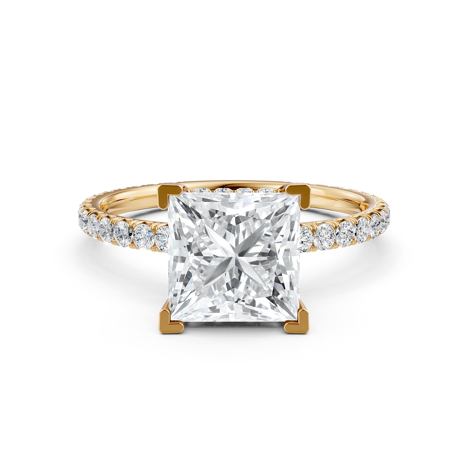 U Pave Set Hidden Halo Lab Grown Diamond Engagement Ring IGI Certified 2.48 Ctw.