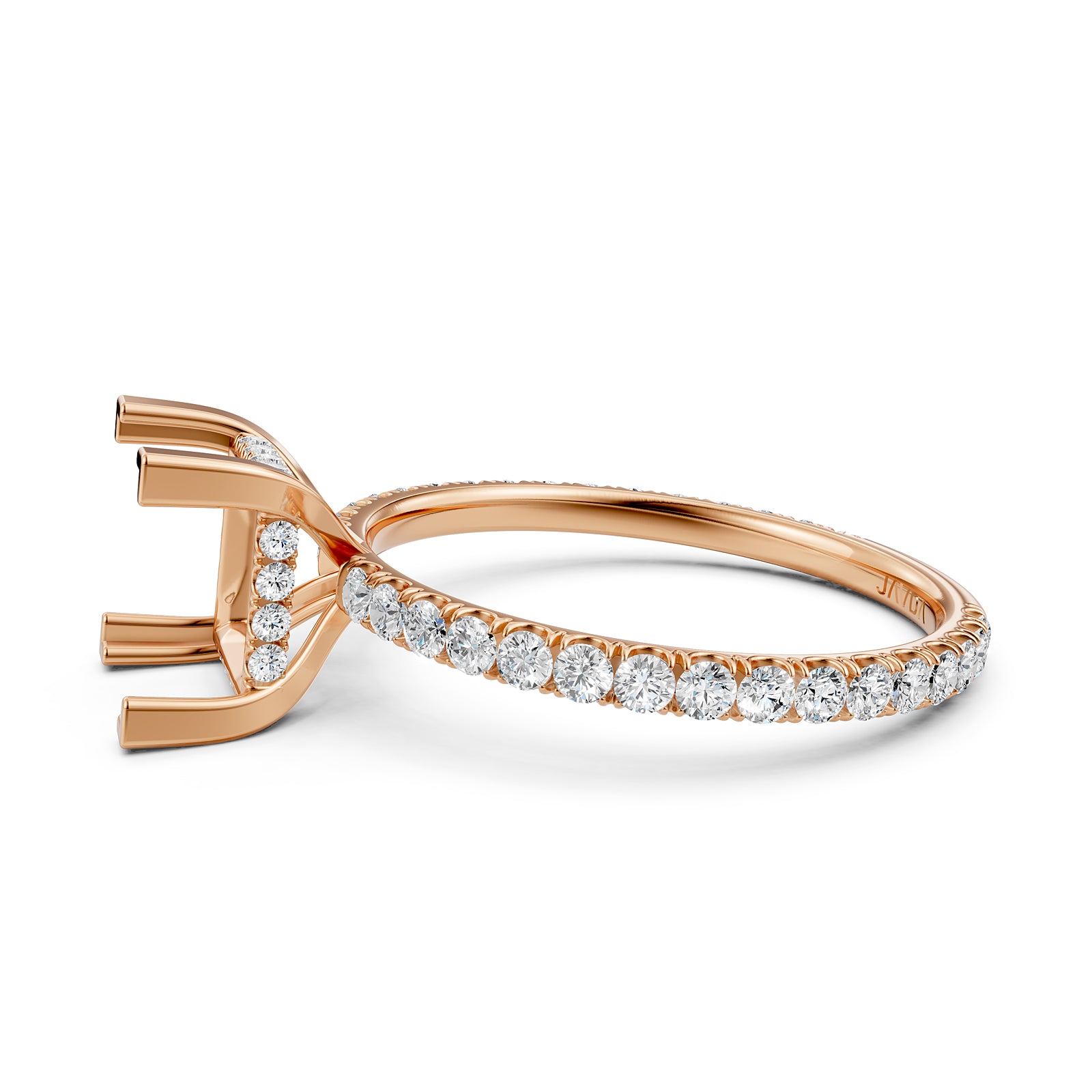 U Pave Set Hidden Halo Semi Mount Lab Grown Diamond Engagement Ring 0.48 Ct.