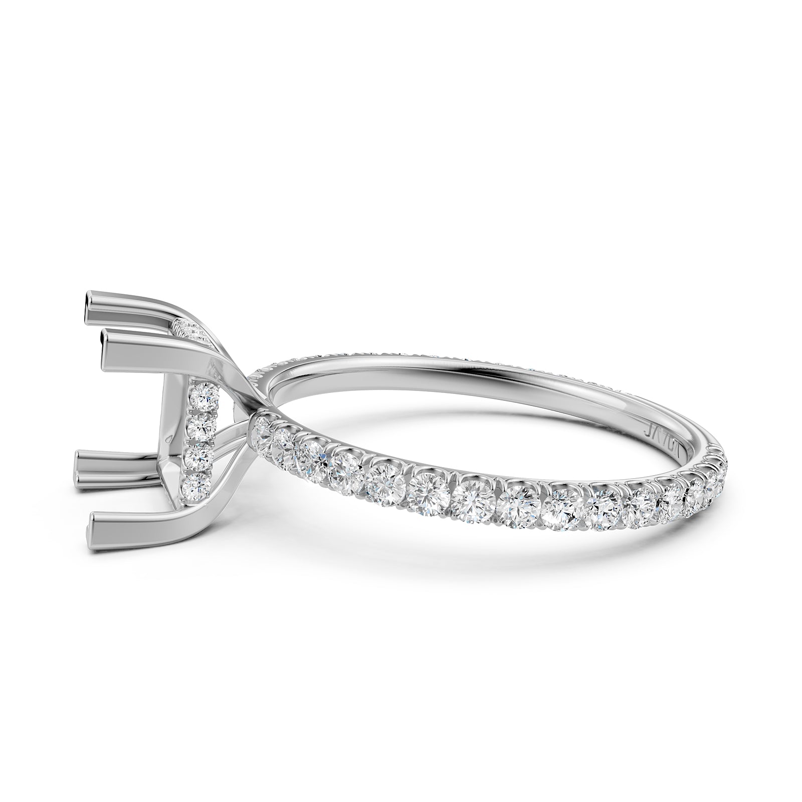 U Pave Set Hidden Halo Semi Mount Lab Grown Diamond Engagement Ring 0.48 Ct.