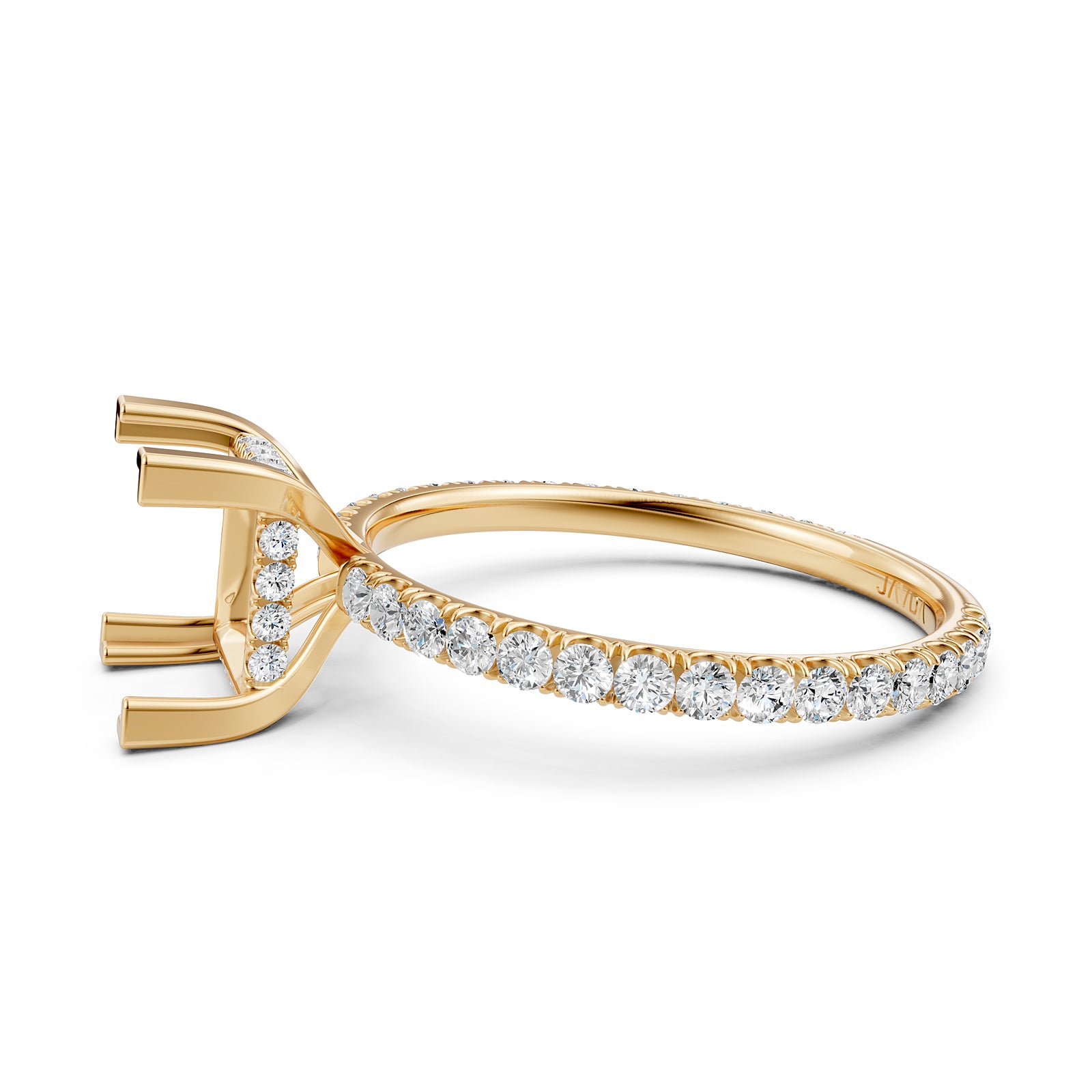 U Pave Set Hidden Halo Semi Mount Lab Grown Diamond Engagement Ring 0.48 Ct.