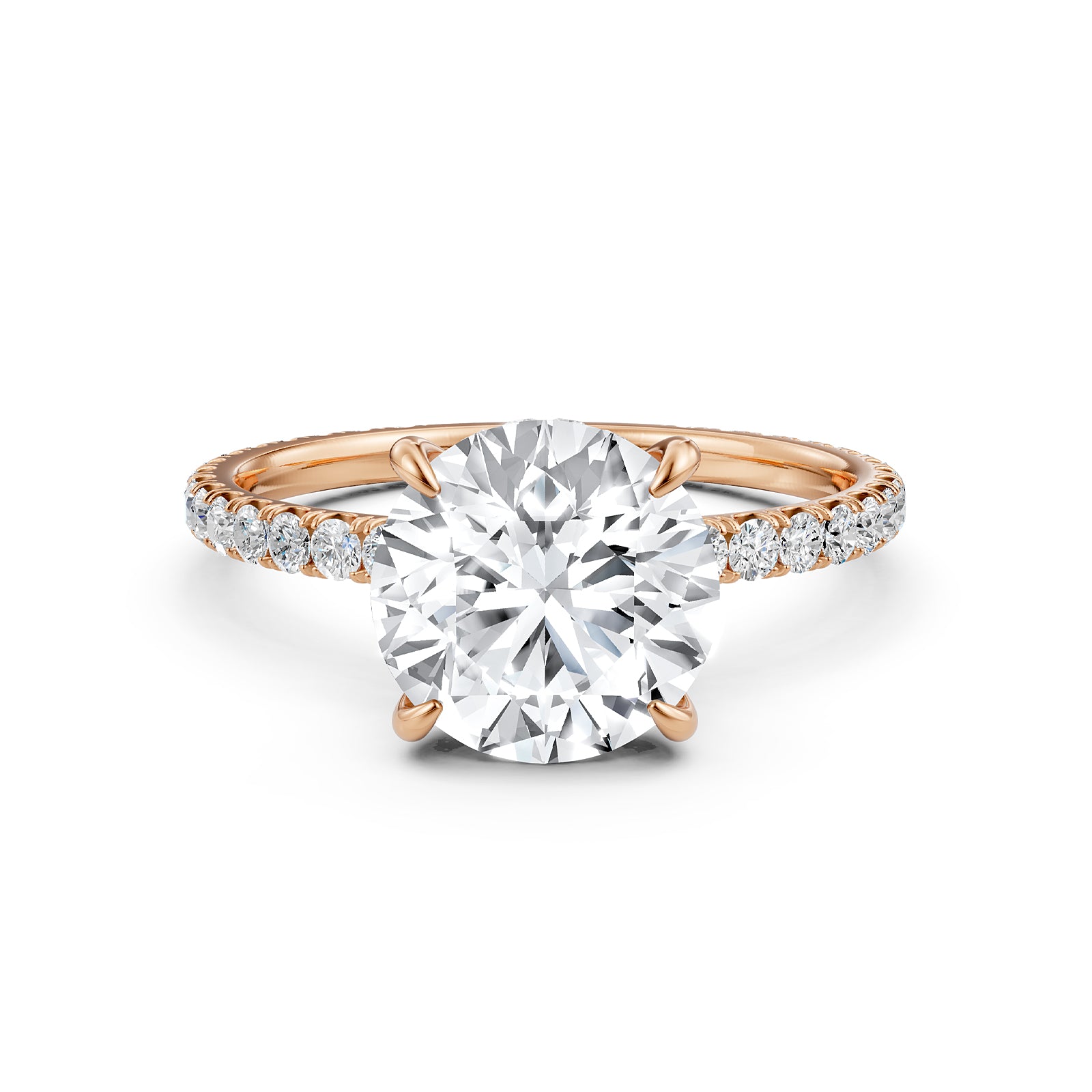 U Pave Set Hidden Halo Lab Grown Diamond Engagement Ring IGI Certified 2.48 Ctw.