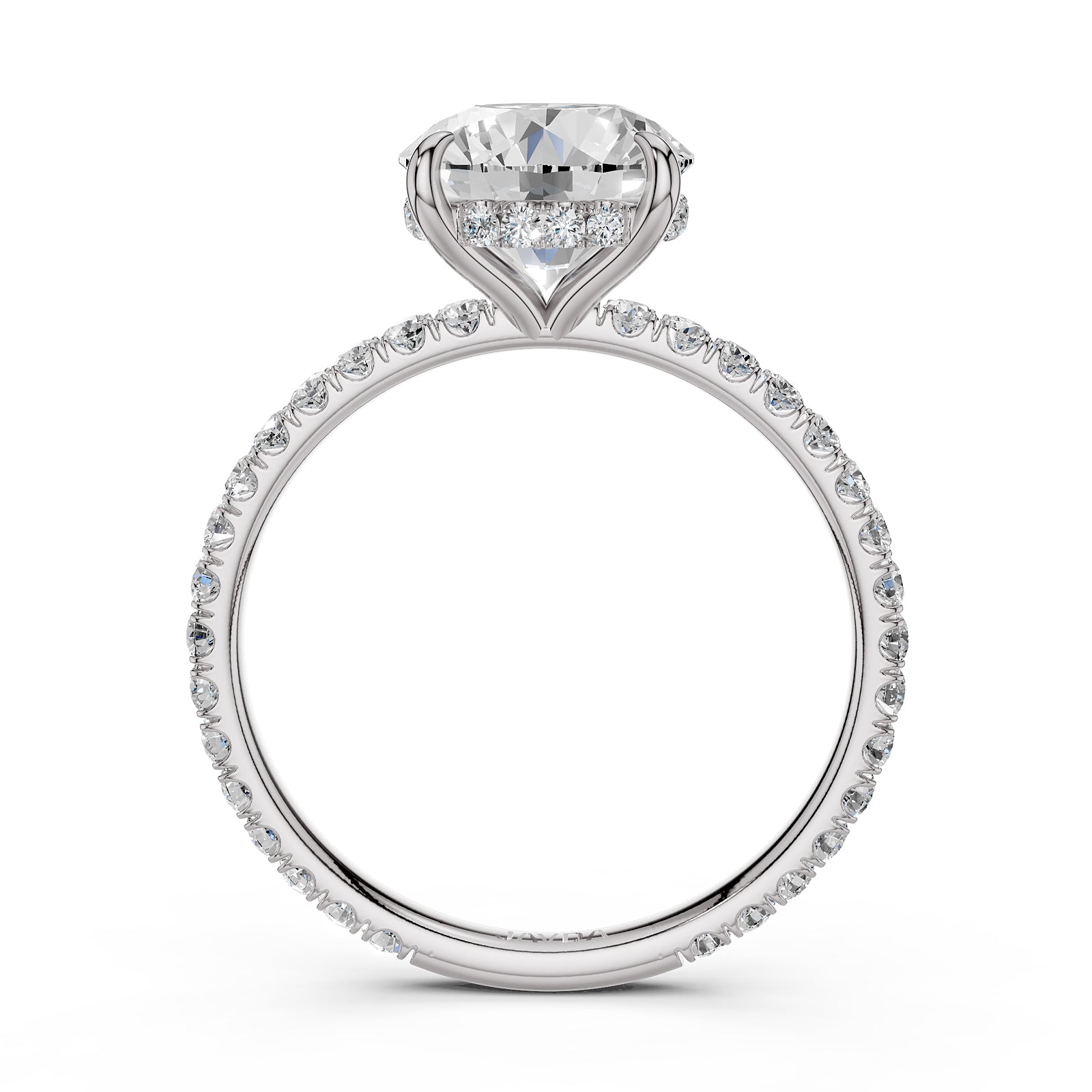 U Pave Set Hidden Halo Lab Grown Diamond Engagement Ring IGI Certified 2.48 Ctw.