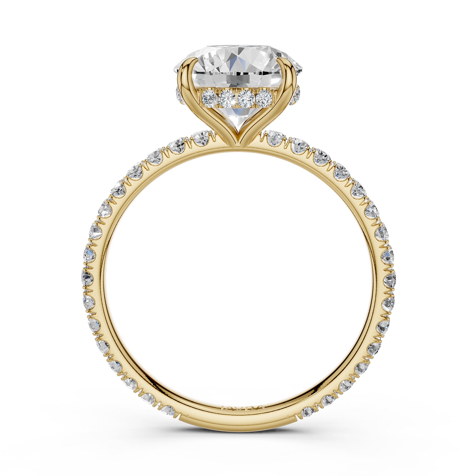 U Pave Set Hidden Halo Lab Grown Diamond Engagement Ring IGI Certified 2.48 Ctw.