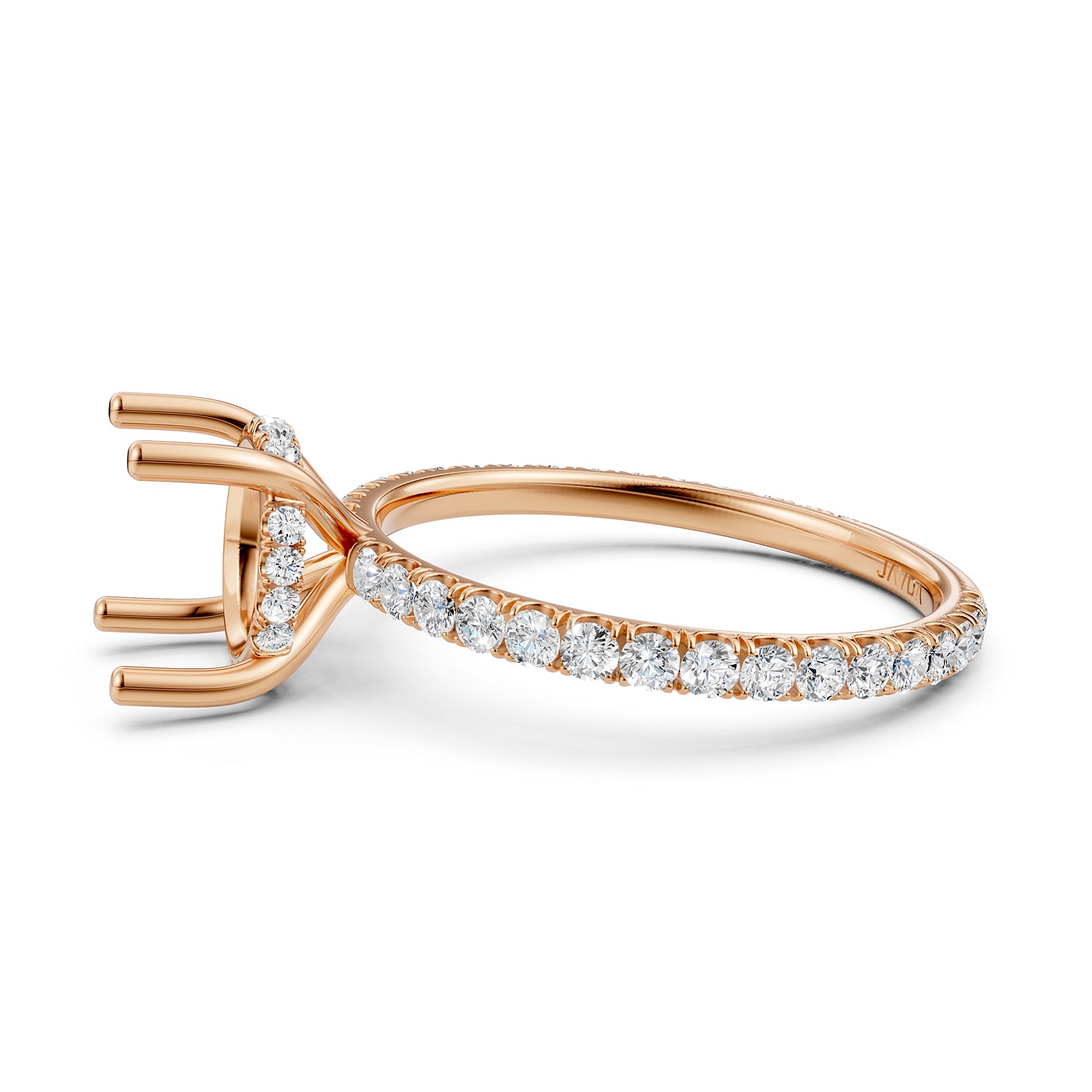 U Pave Set Hidden Halo Semi Mount Lab Grown Diamond Engagement Ring 0.48 Ct.