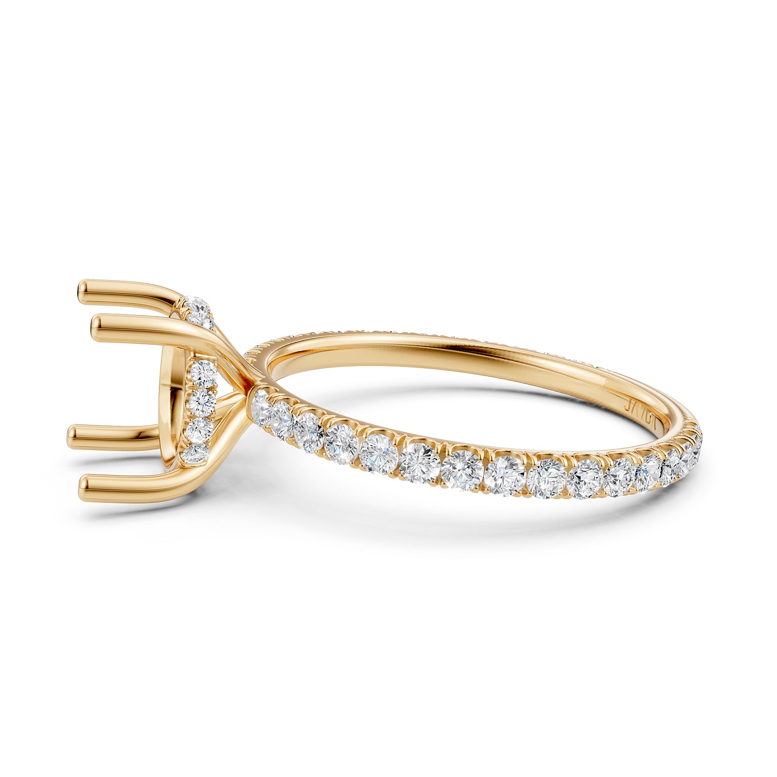 U Pave Set Hidden Halo Semi Mount Lab Grown Diamond Engagement Ring 0.48 Ct.