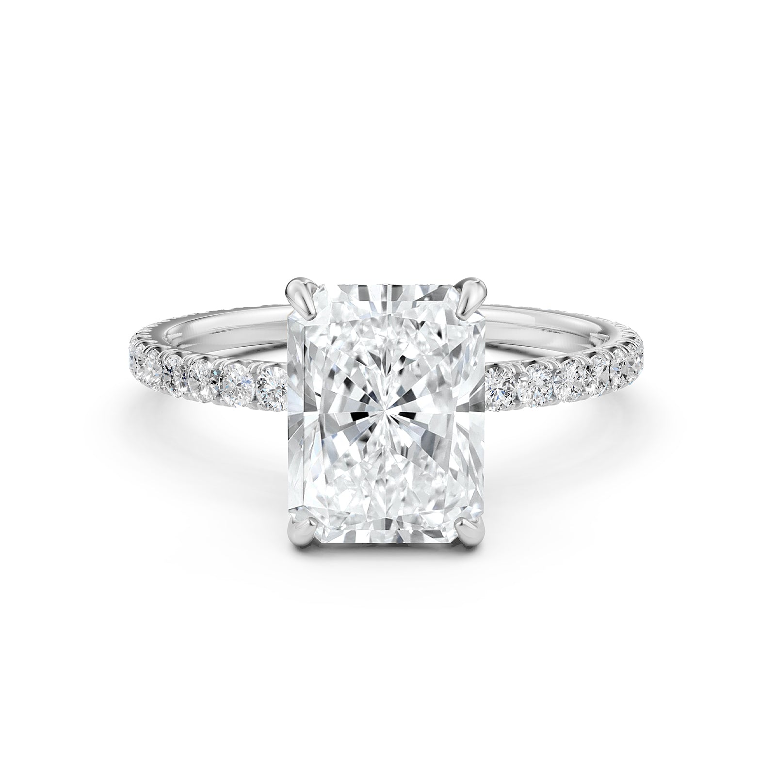 U Pave Set Hidden Halo Lab Grown Diamond Engagement Ring IGI Certified 2.48 Ctw.