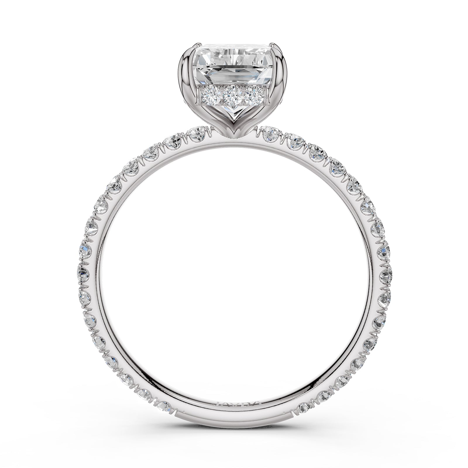 U Pave Set Hidden Halo Lab Grown Diamond Engagement Ring IGI Certified 2.48 Ctw.