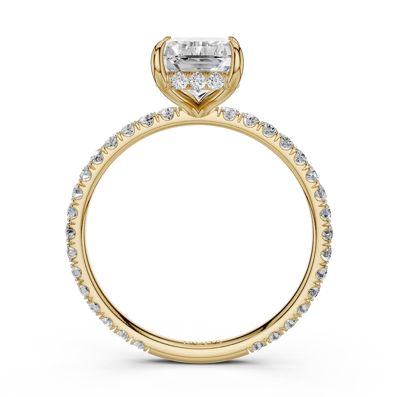 U Pave Set Hidden Halo Lab Grown Diamond Engagement Ring IGI Certified 2.48 Ctw.