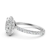 French U Cut Pave Set Halo Cushion Lab Grown Diamond Engagement Ring