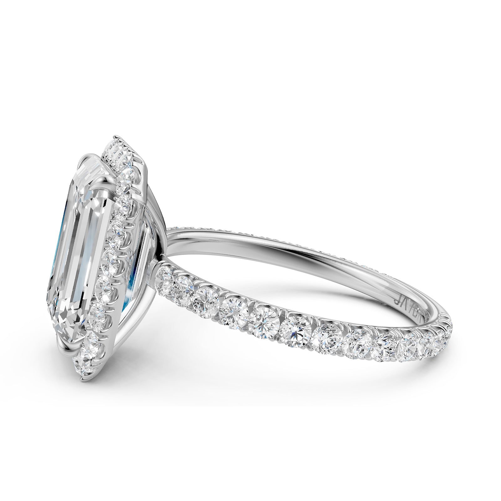 French Pave Set Halo Lab Grown Diamond Engagement Ring 2.59 Ctw.