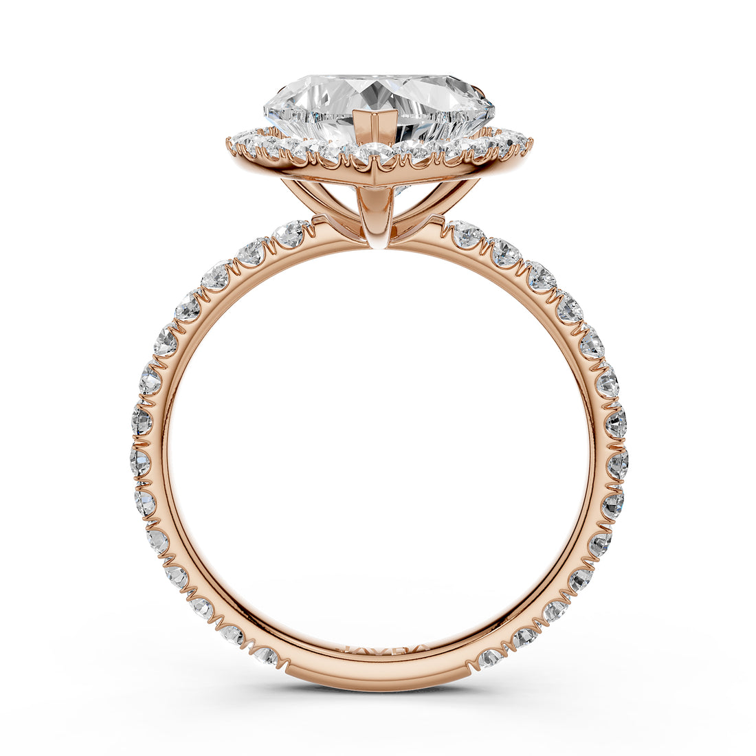 French U Cut Pave Set Halo Heart Lab Grown Diamond Engagement Ring