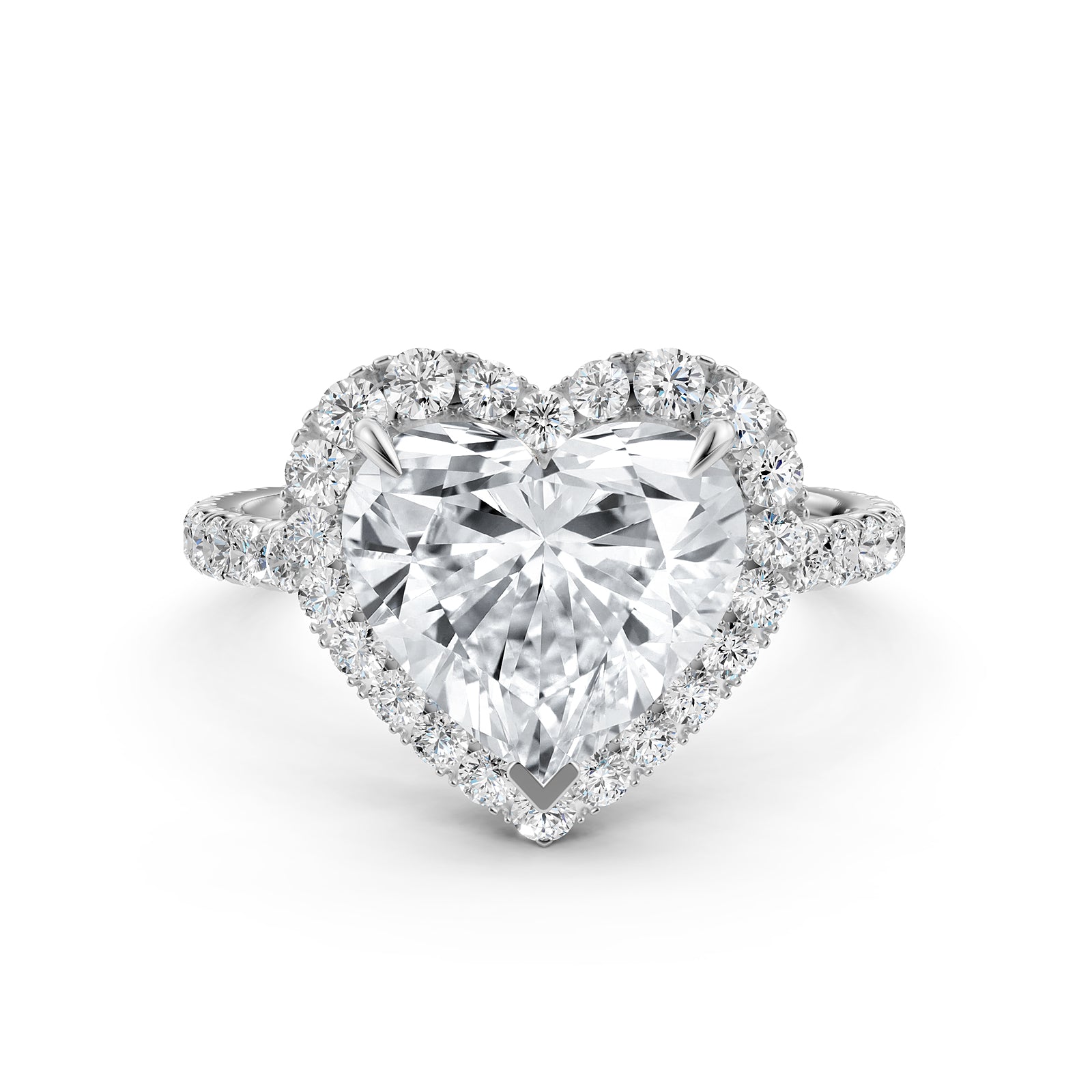 French Pave Set Halo Lab Grown Diamond Engagement Ring 2.59 Ctw.