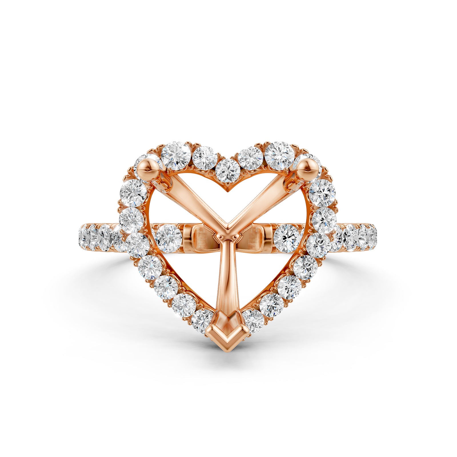 French Pave Set Halo Semi Mount Lab Grown Diamond Engagement Ring 0.59Ct.