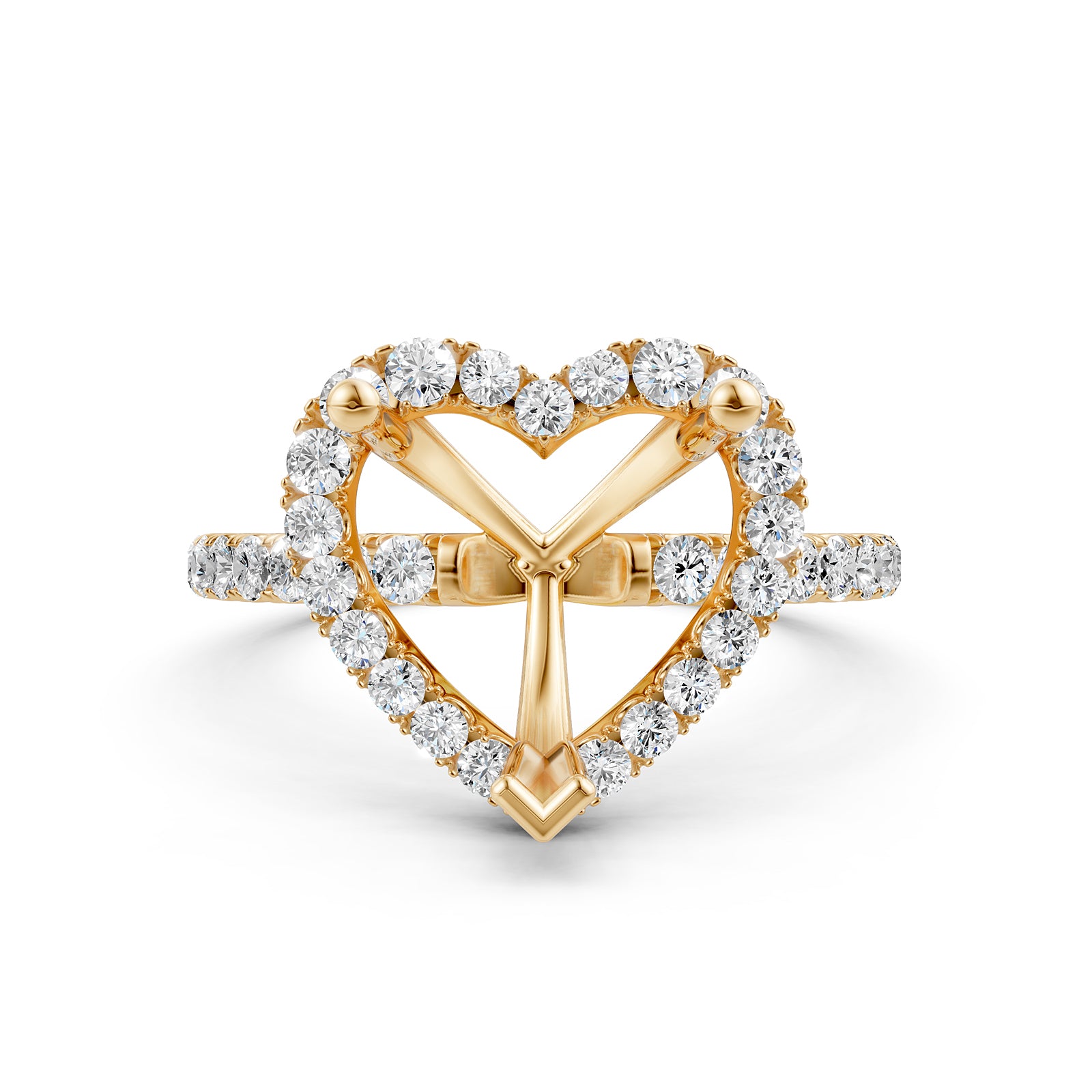 French Pave Set Halo Semi Mount Lab Grown Diamond Engagement Ring 0.59Ct.