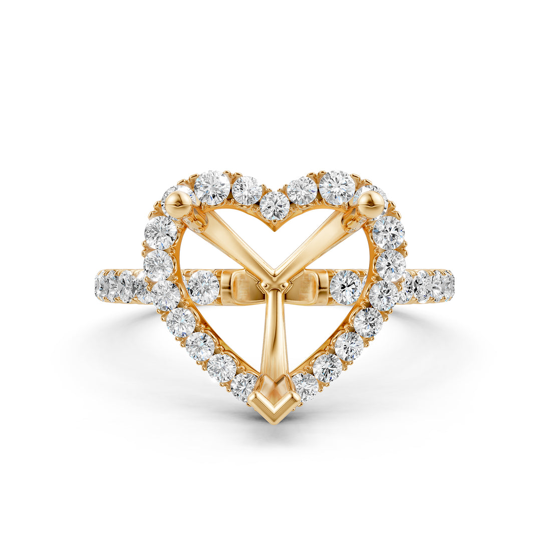 French Pave Set Halo Semi Mount Lab Grown Diamond Engagement Ring 0.59Ct.