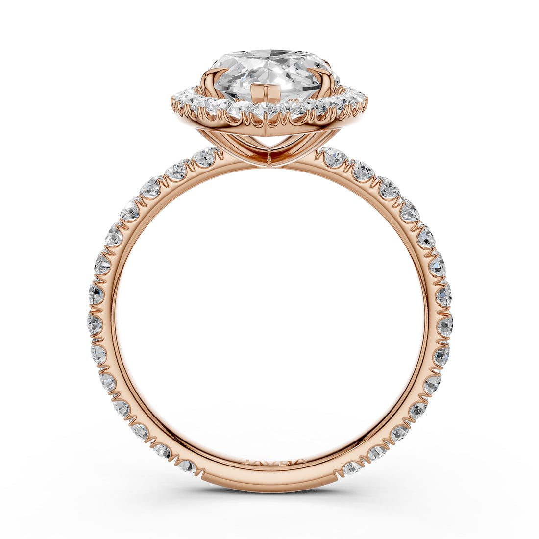 French U Cut Pave Set Marquise Halo Lab Grown Diamond Engagement Ring