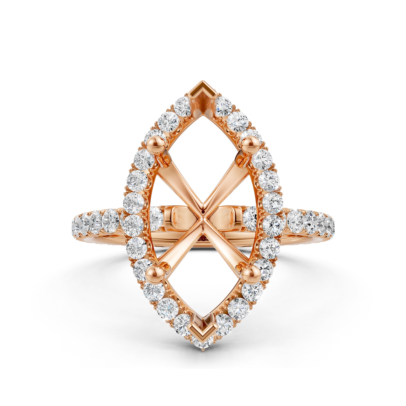 French Pave Set Halo Semi Mount Lab Grown Diamond Engagement Ring 0.59Ct.