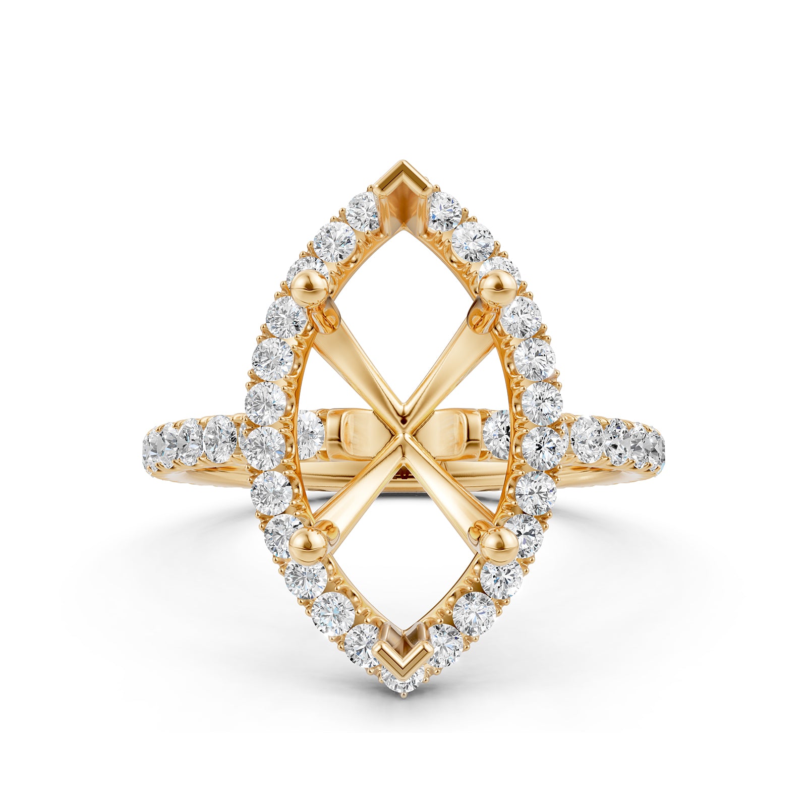 French Pave Set Halo Semi Mount Lab Grown Diamond Engagement Ring 0.59Ct.