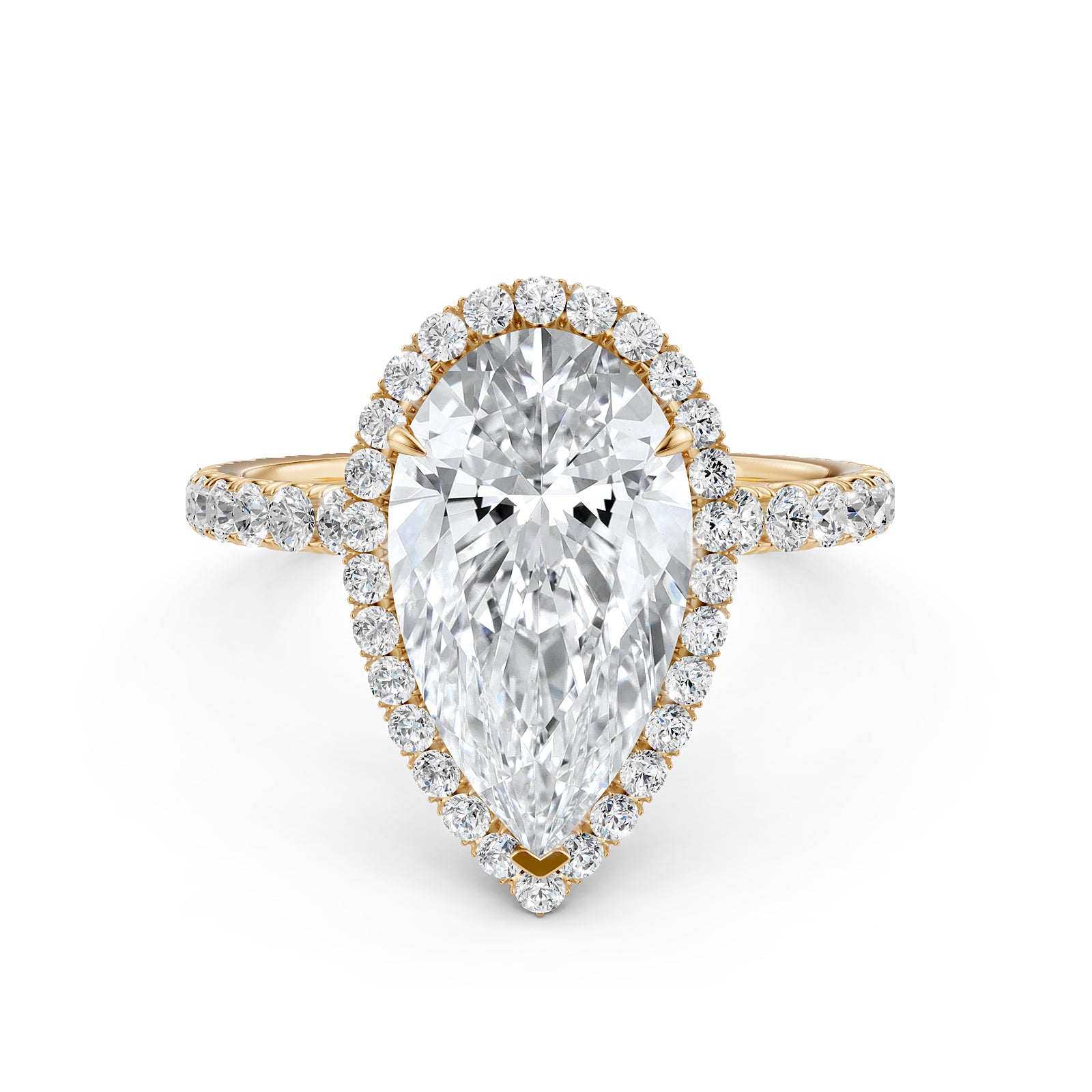 French Pave Set Halo Lab Grown Diamond Engagement Ring 2.59 Ctw.