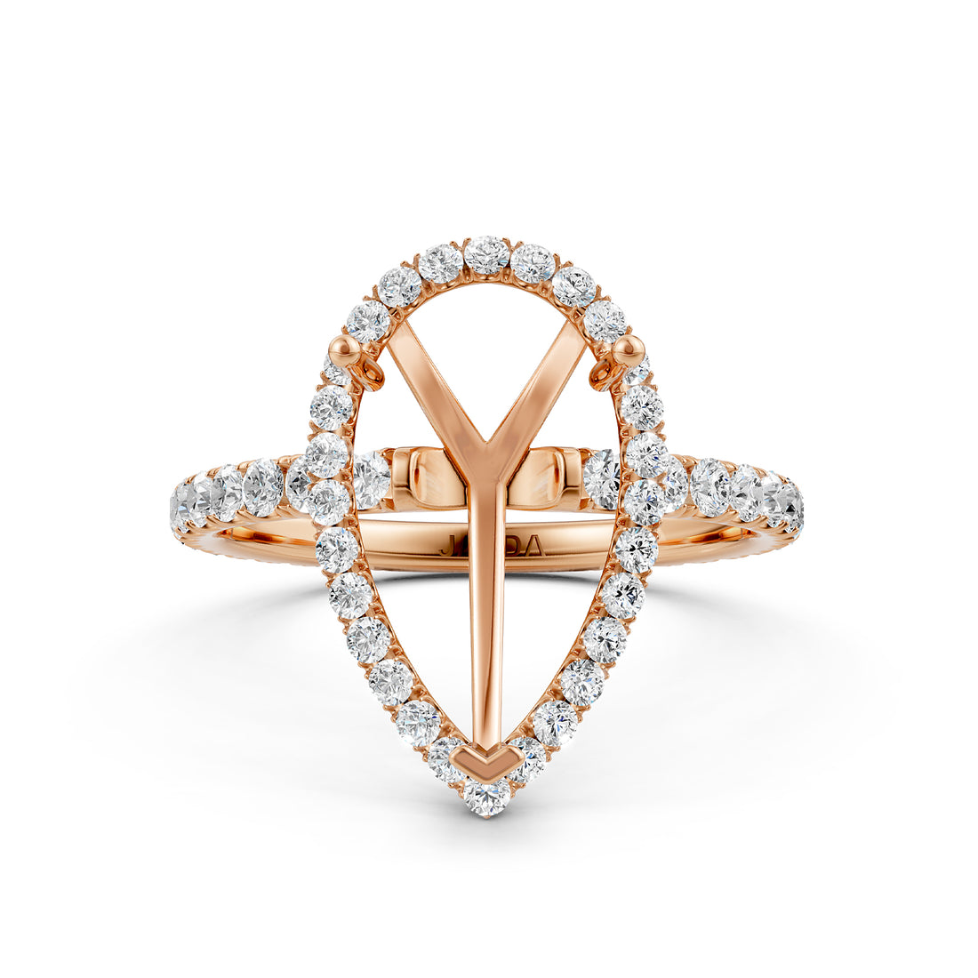 French Pave Set Halo Semi Mount Lab Grown Diamond Engagement Ring 0.59Ct.