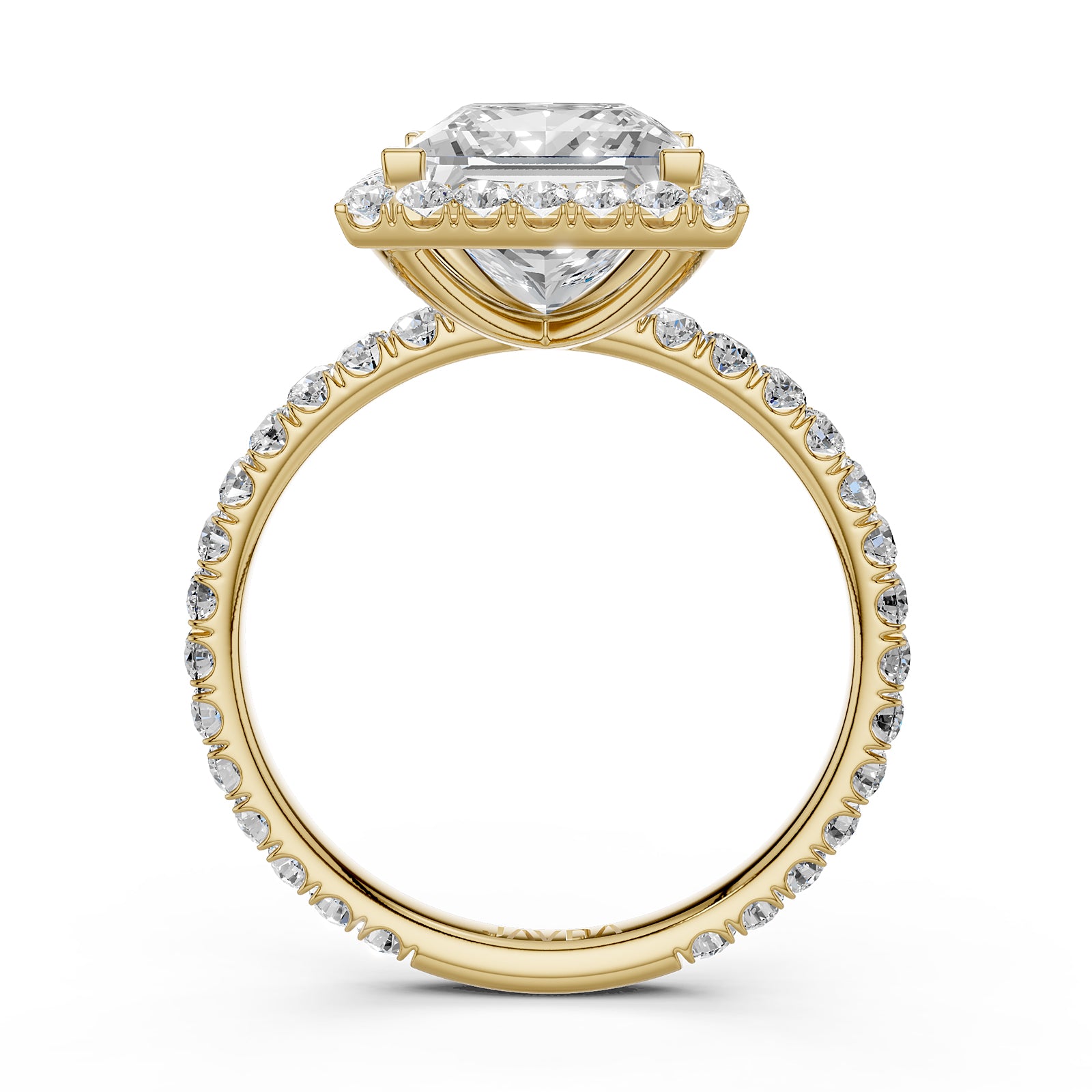 French U Cut Pave Set Princess Halo Lab Grown Diamond Engagement Ring