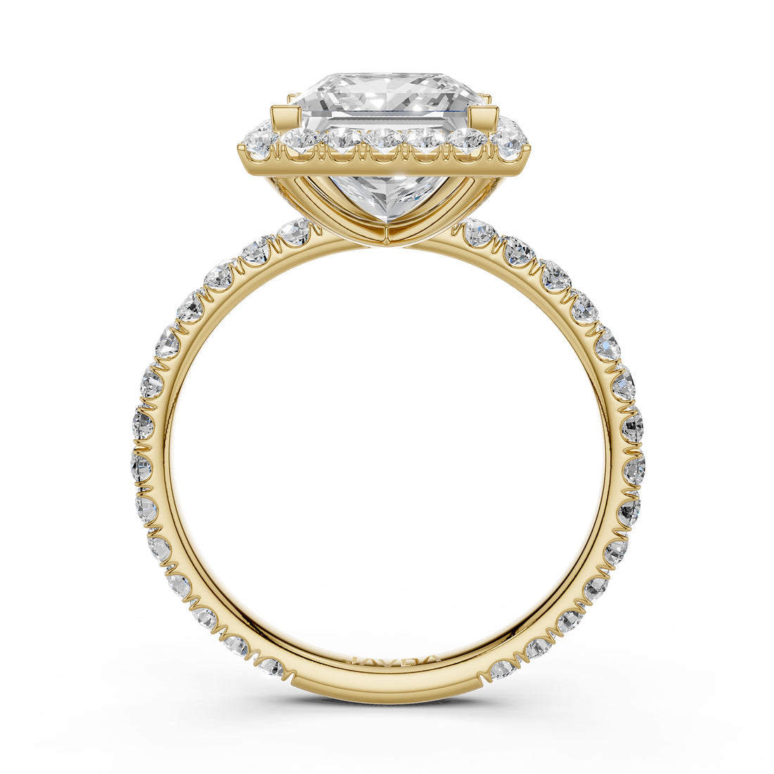 French U Cut Pave Set Princess Halo Lab Grown Diamond Engagement Ring