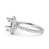 French Pave Set Halo Semi Mount Lab Grown Diamond Engagement Ring 0.59Ct.