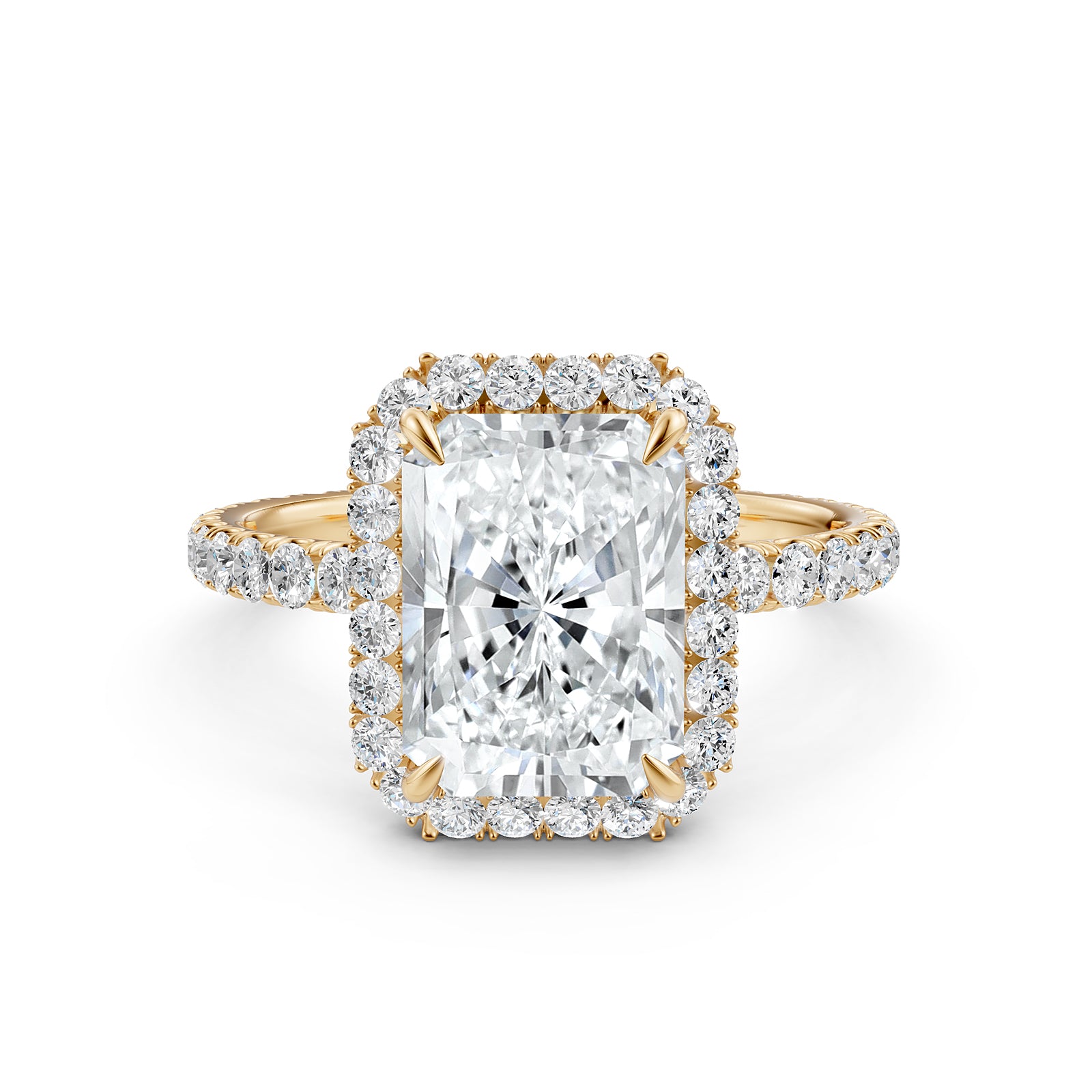 French Pave Set Halo Lab Grown Diamond Engagement Ring 2.59 Ctw.