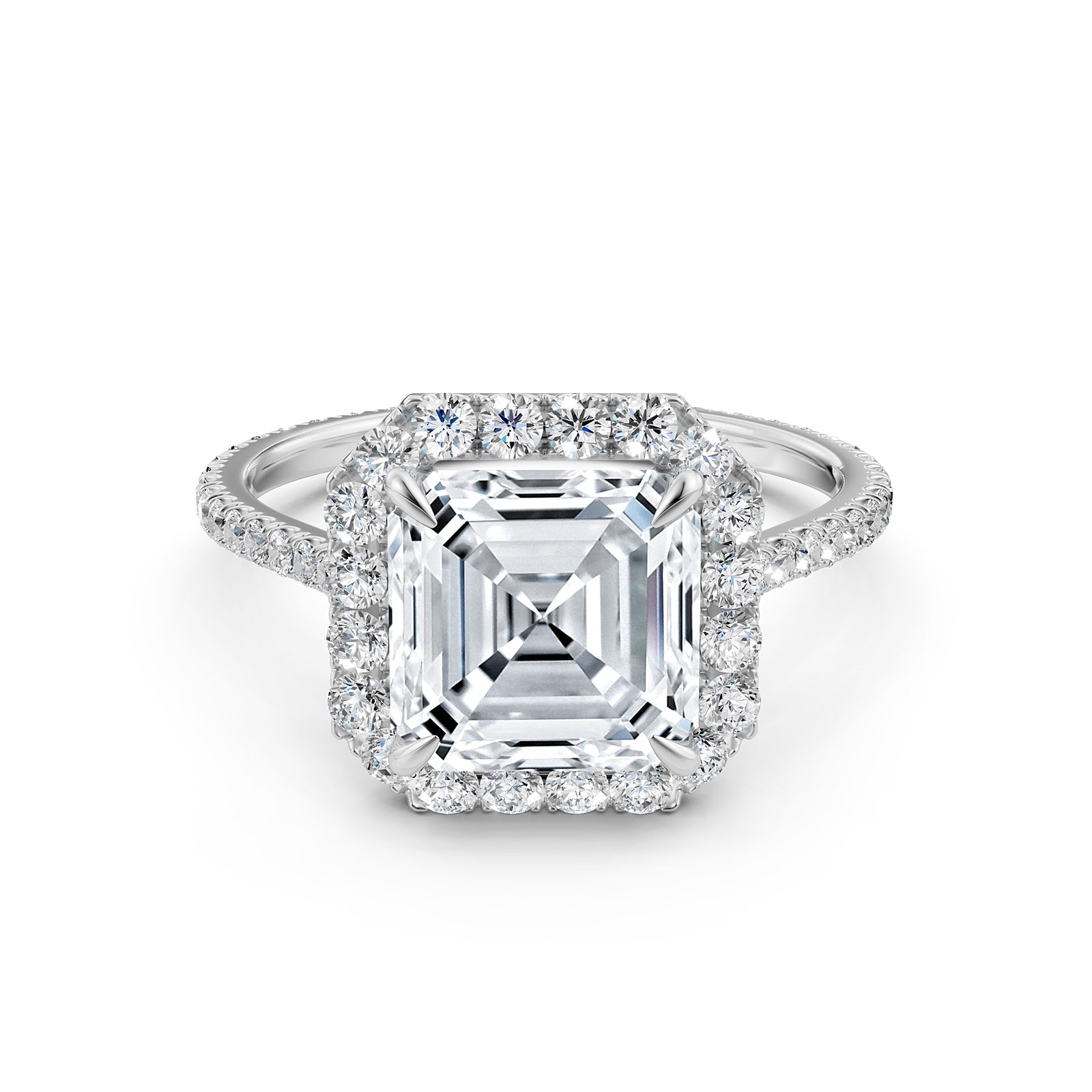 French U Pave Halo 2.54 Ctw. Round IGI Certified Diamond Engagement Ring