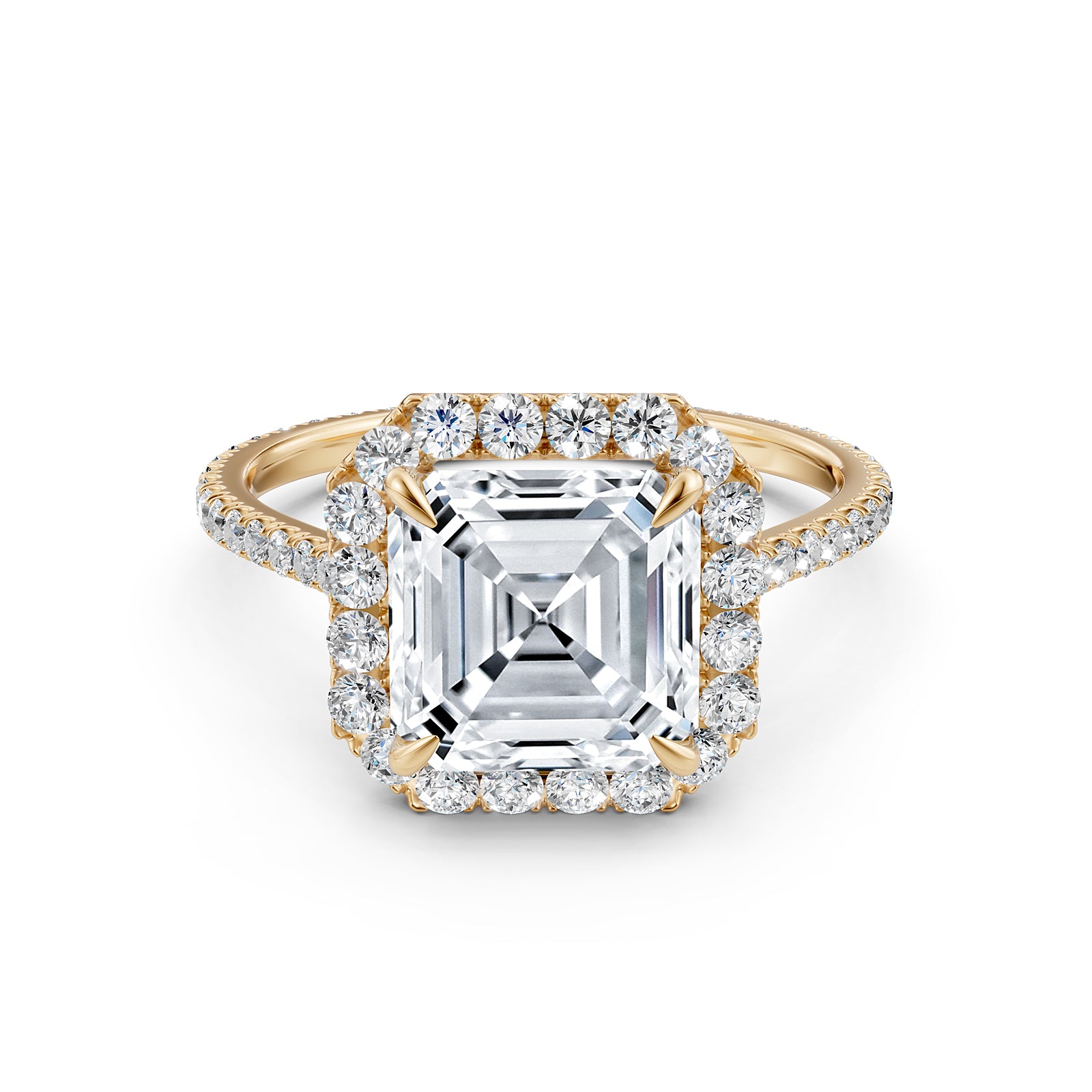 French U Pave Halo 2.54 Ctw. Round IGI Certified Diamond Engagement Ring