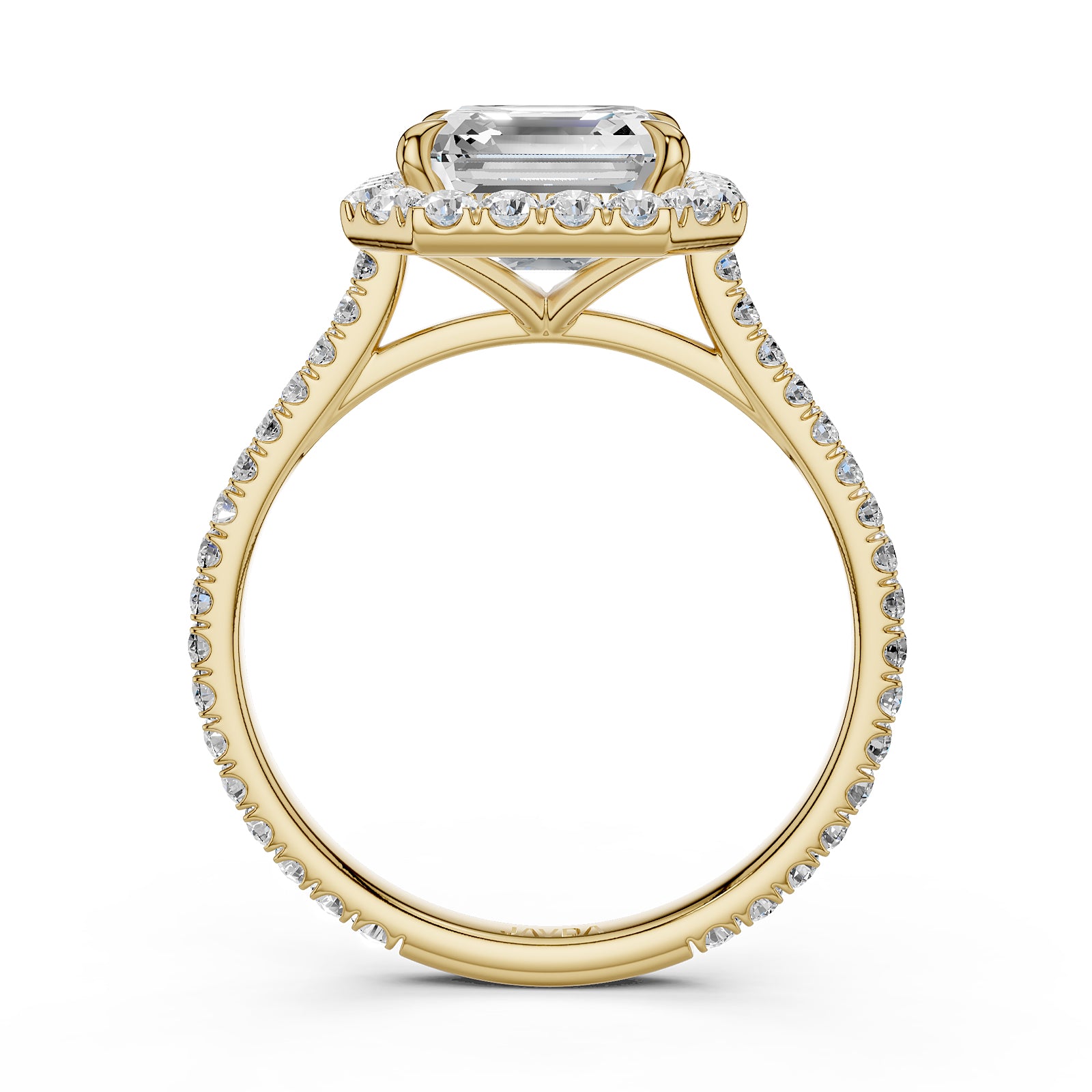 French U Pave Halo 2.54 Ctw. Round IGI Certified Diamond Engagement Ring