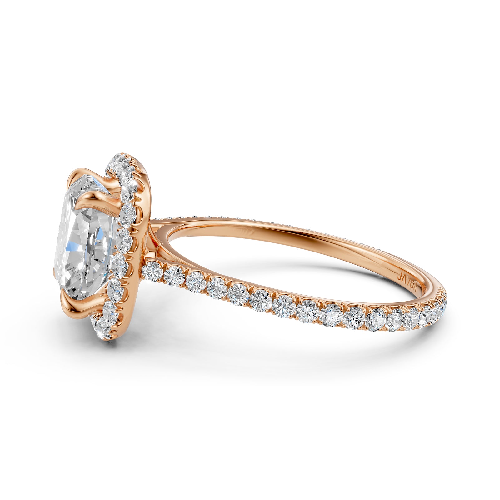 French U Pave Halo 2.54 Ctw. Round IGI Certified Diamond Engagement Ring