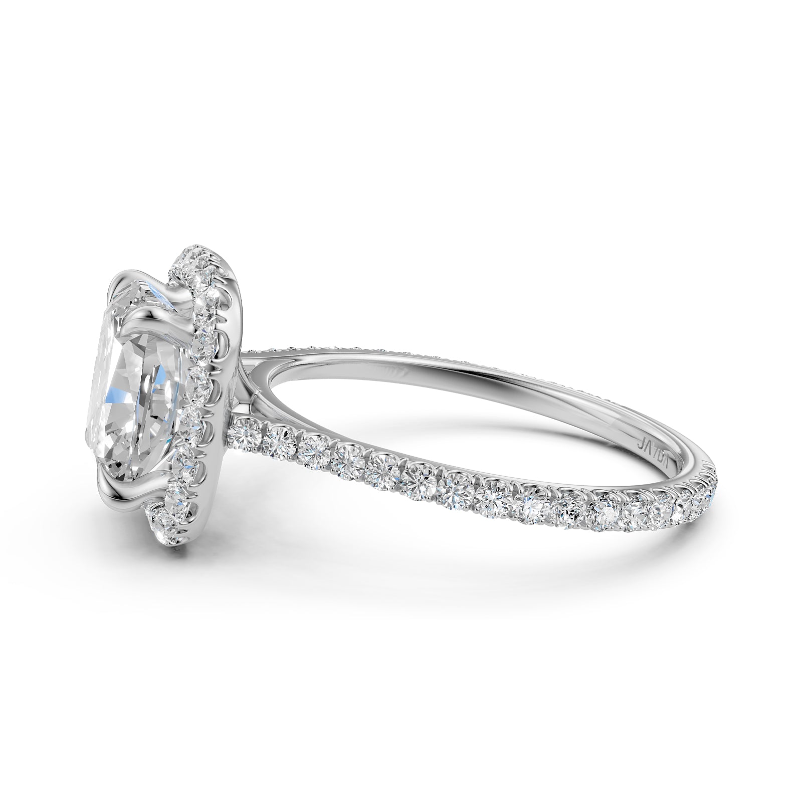 French U Pave Halo 2.54 Ctw. Round IGI Certified Diamond Engagement Ring