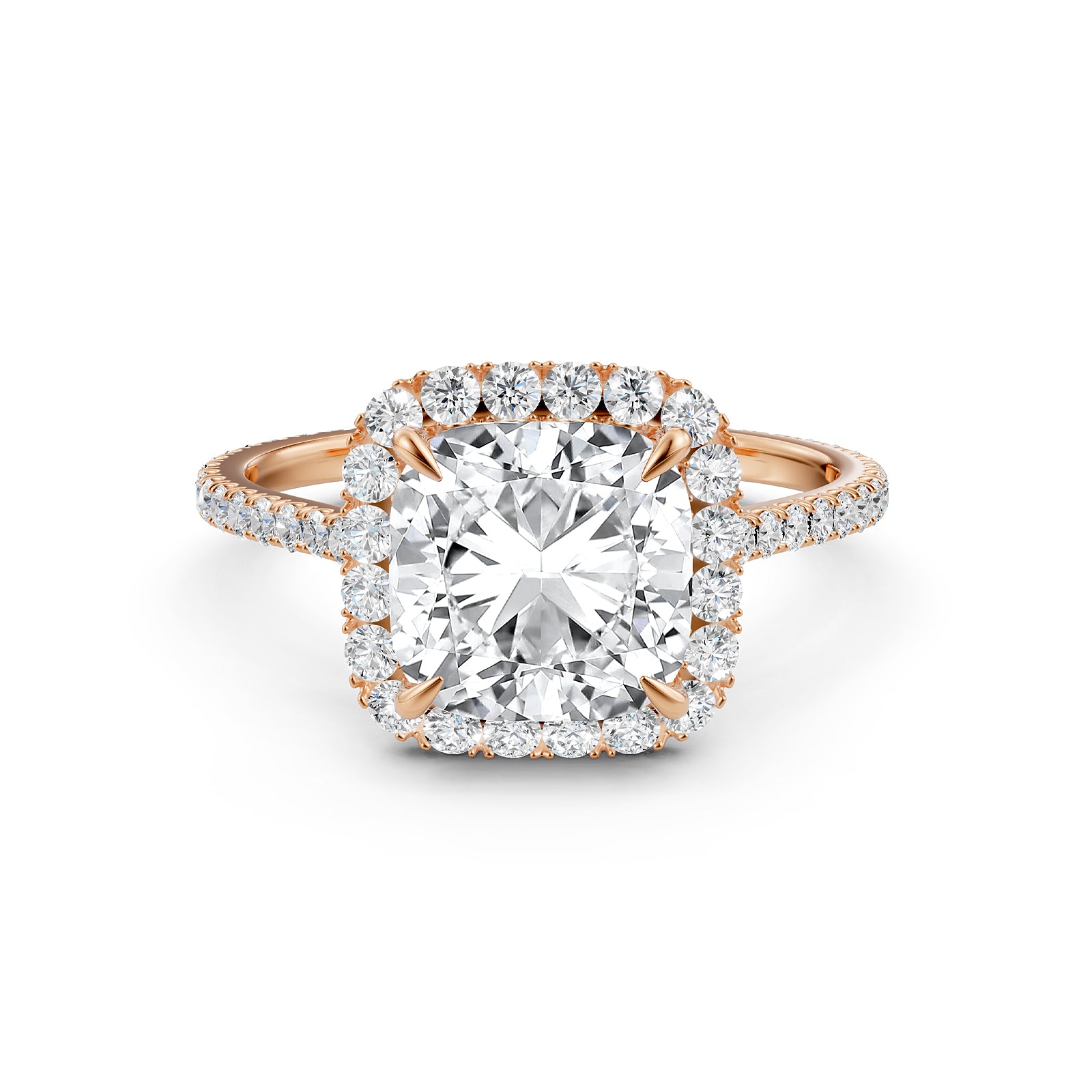 French U Pave Halo 2.54 Ctw. Round IGI Certified Diamond Engagement Ring