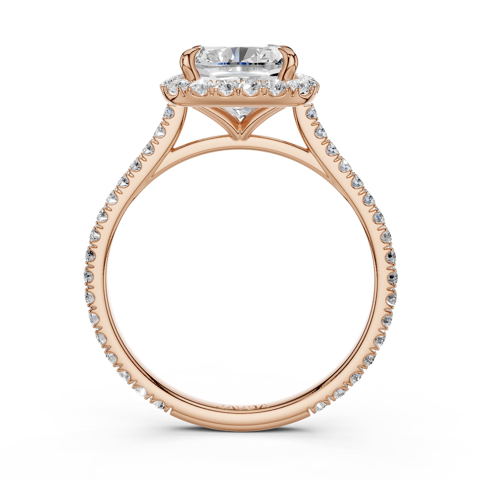 French U Pave Halo 2.54 Ctw. Round IGI Certified Diamond Engagement Ring