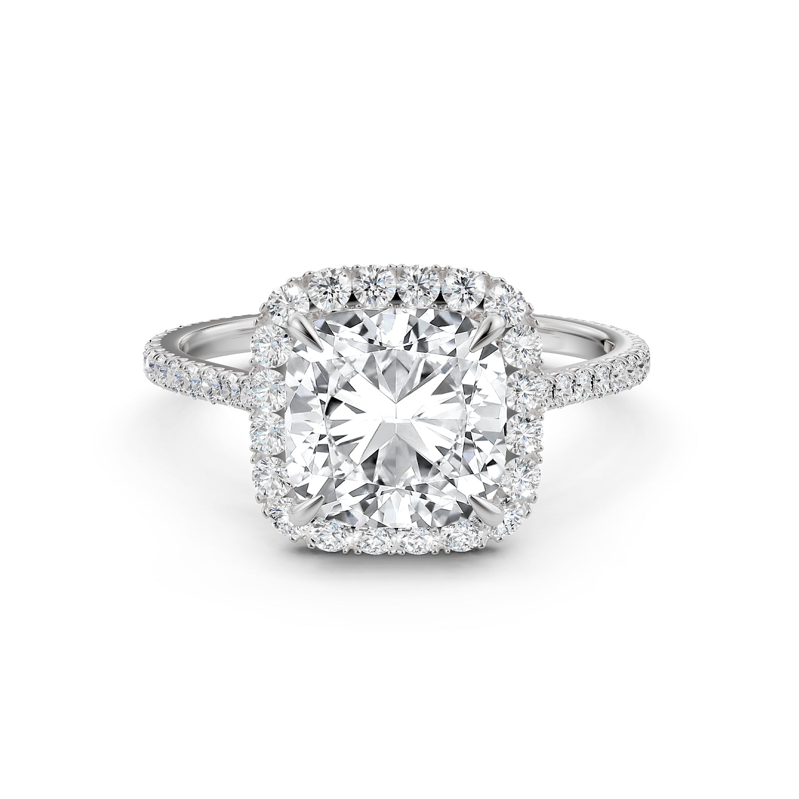 French U Pave Halo 2.54 Ctw. Round IGI Certified Diamond Engagement Ring