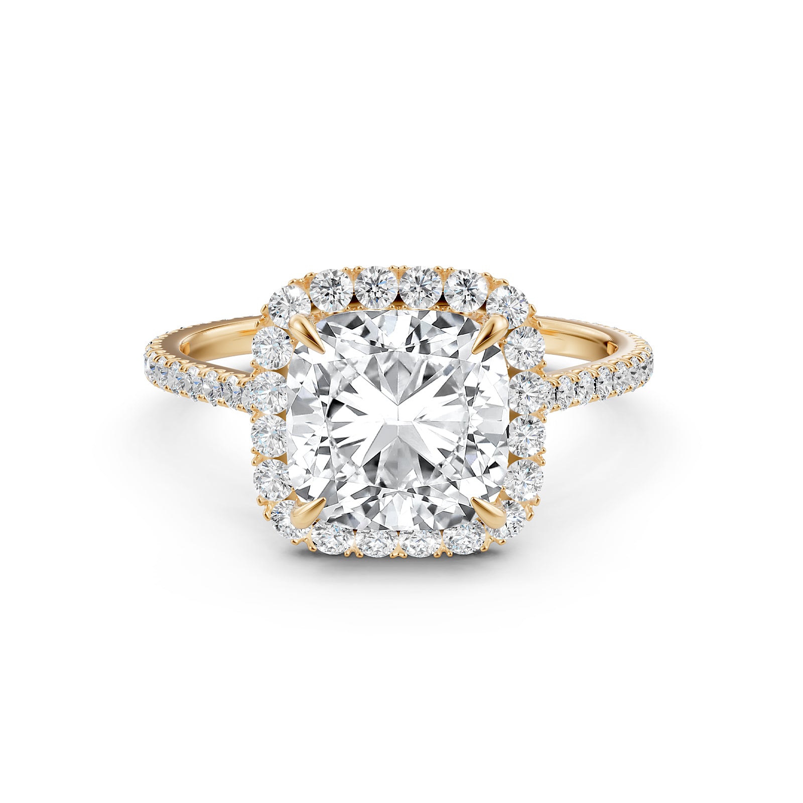 French U Pave Halo 2.54 Ctw. Round IGI Certified Diamond Engagement Ring