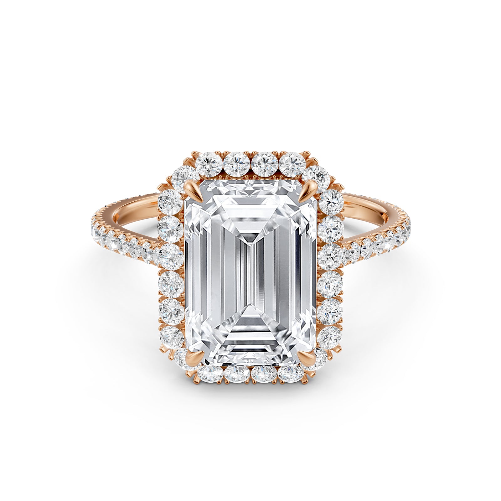 French U Pave Halo 2.54 Ctw. Round IGI Certified Diamond Engagement Ring