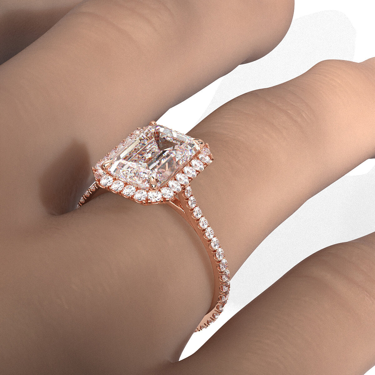 French U Pave Halo 2.54 Ctw. Round IGI Certified Diamond Engagement Ring