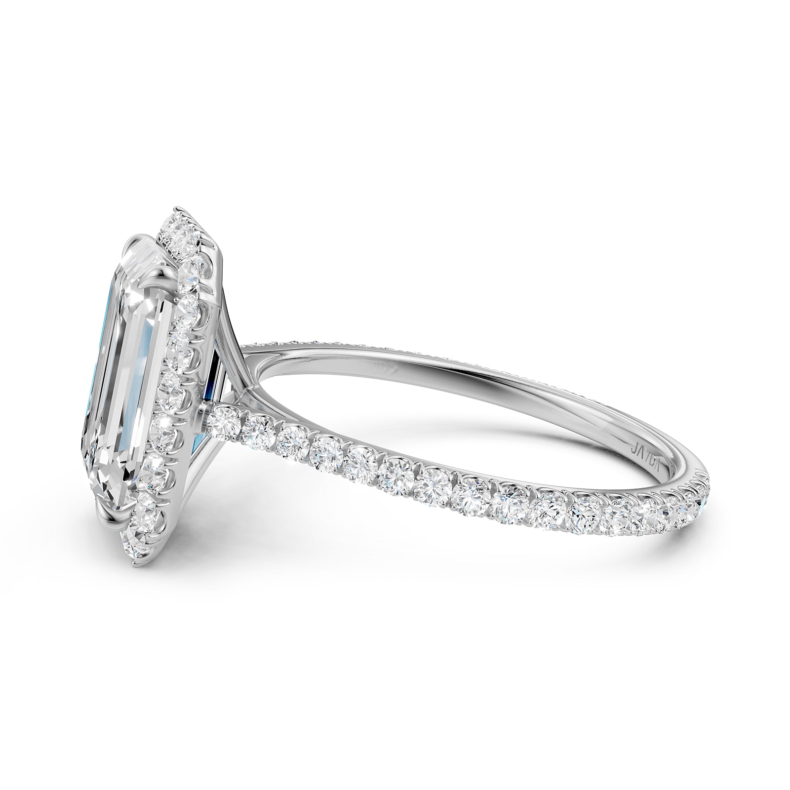 French U Pave Halo 2.54 Ctw. Round IGI Certified Diamond Engagement Ring