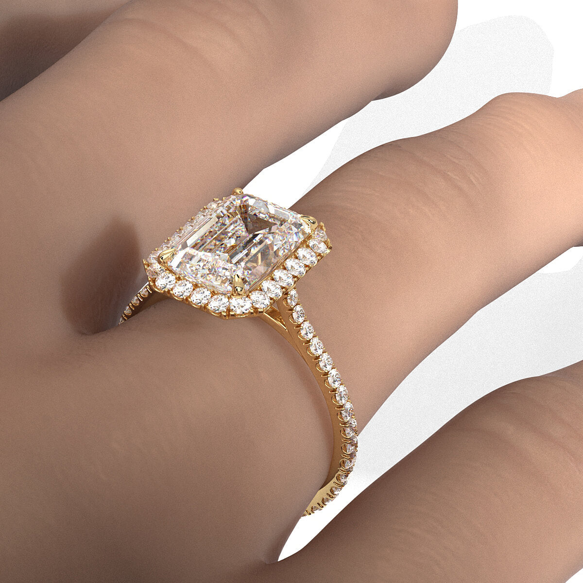 French U Pave Halo 2.54 Ctw. Round IGI Certified Diamond Engagement Ring