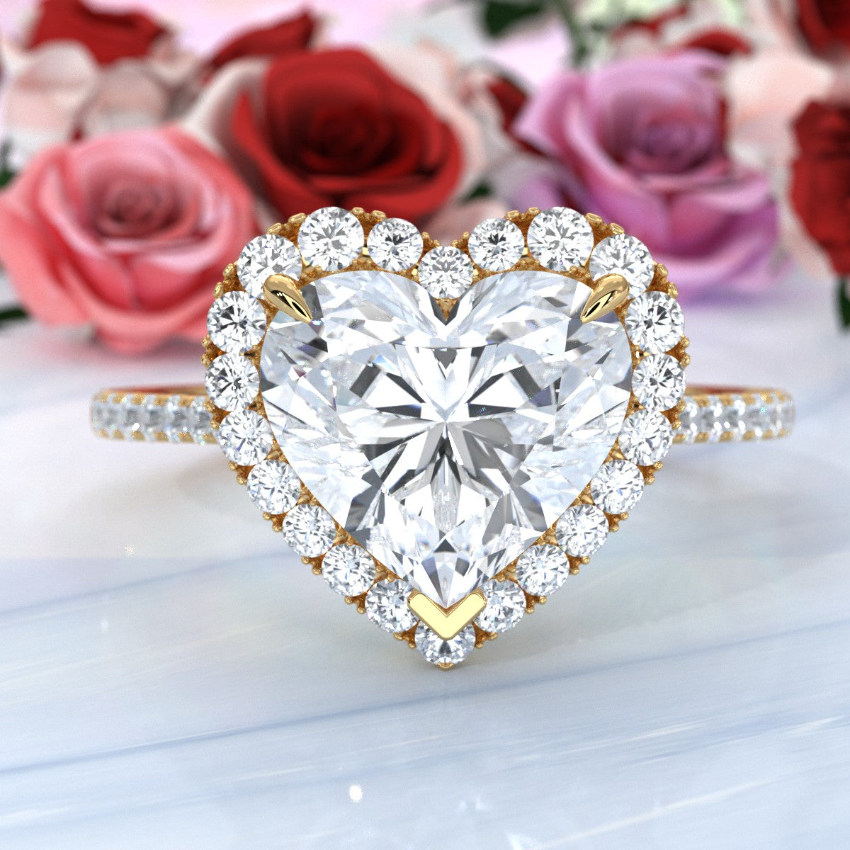 French U Pave Halo 2.54 Ctw. Round IGI Certified Diamond Engagement Ring