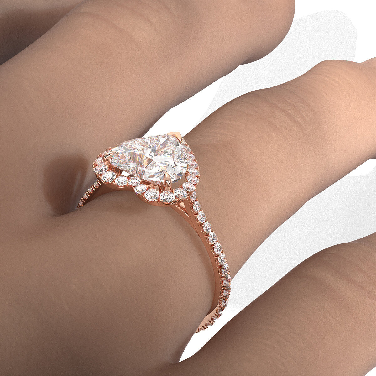 French U Pave Halo 2.54 Ctw. Round IGI Certified Diamond Engagement Ring