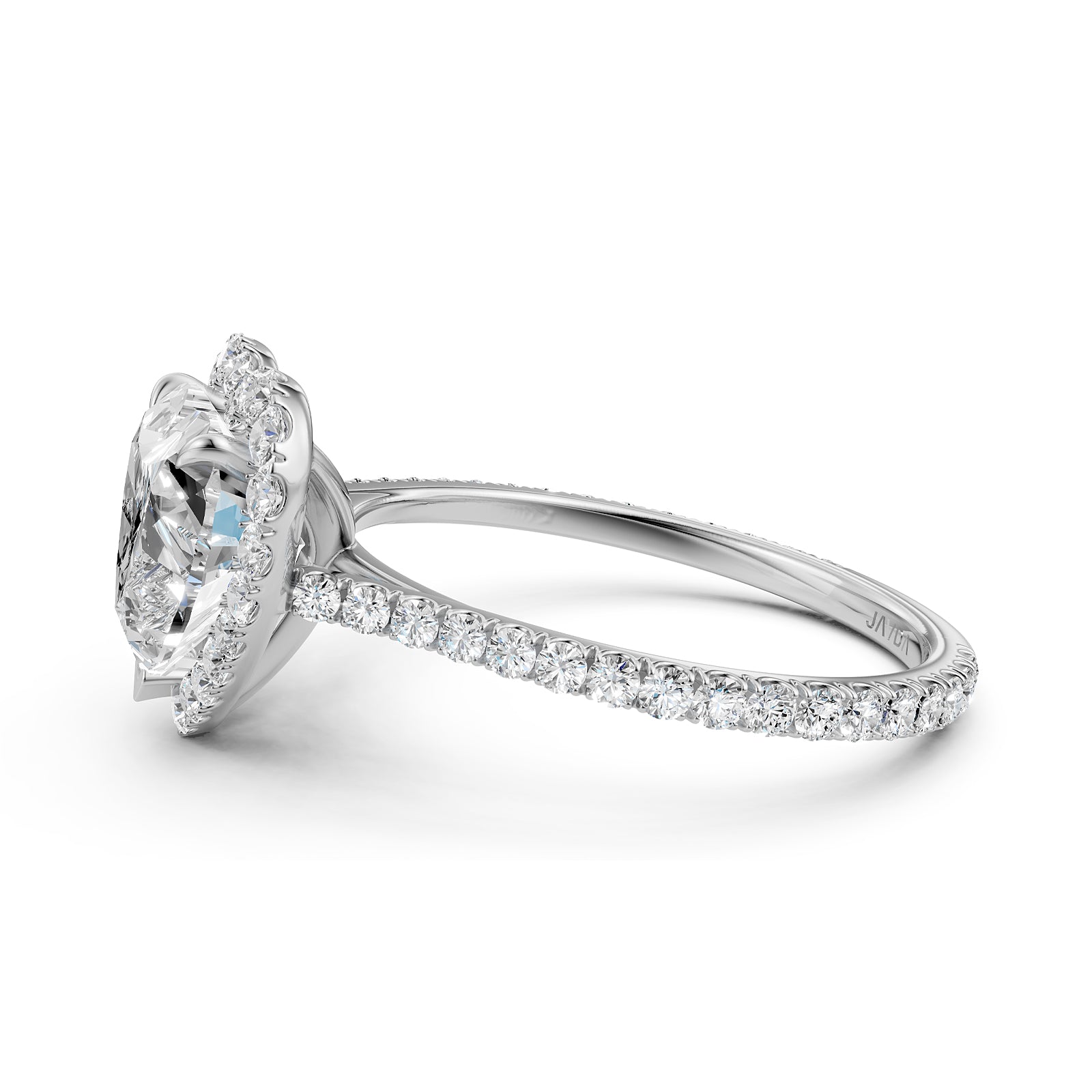 French U Pave Halo 2.54 Ctw. Round IGI Certified Diamond Engagement Ring