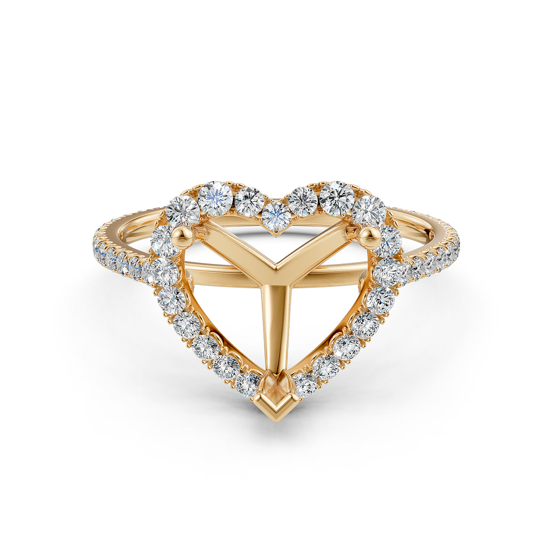 French U Pave Set Halo Semi Mount Lab Grown Diamond Engagement Ring 0.54 Ct.