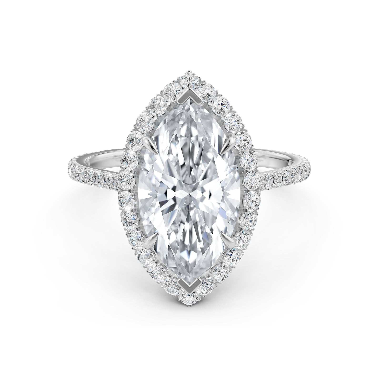 French U Pave Halo 2.54 Ctw. Round IGI Certified Diamond Engagement Ring