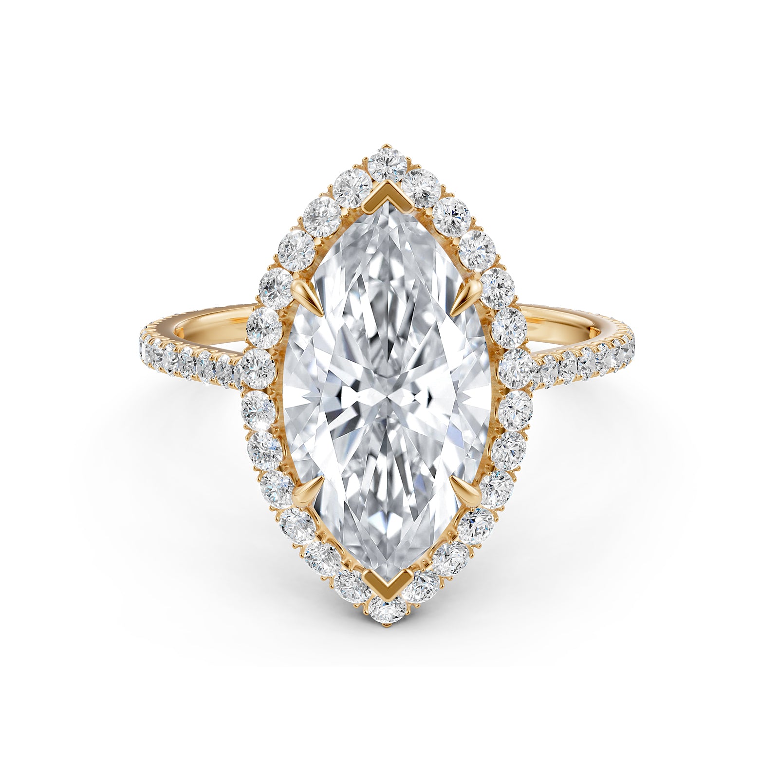 French U Pave Halo 2.54 Ctw. Round IGI Certified Diamond Engagement Ring