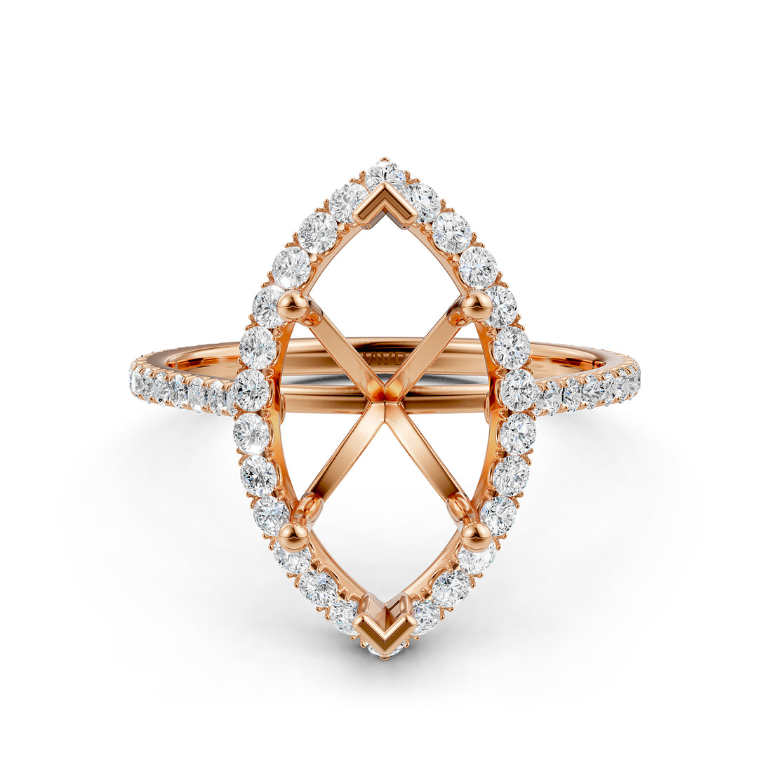 French U Pave Set Halo Semi Mount Lab Grown Diamond Engagement Ring 0.54 Ct.