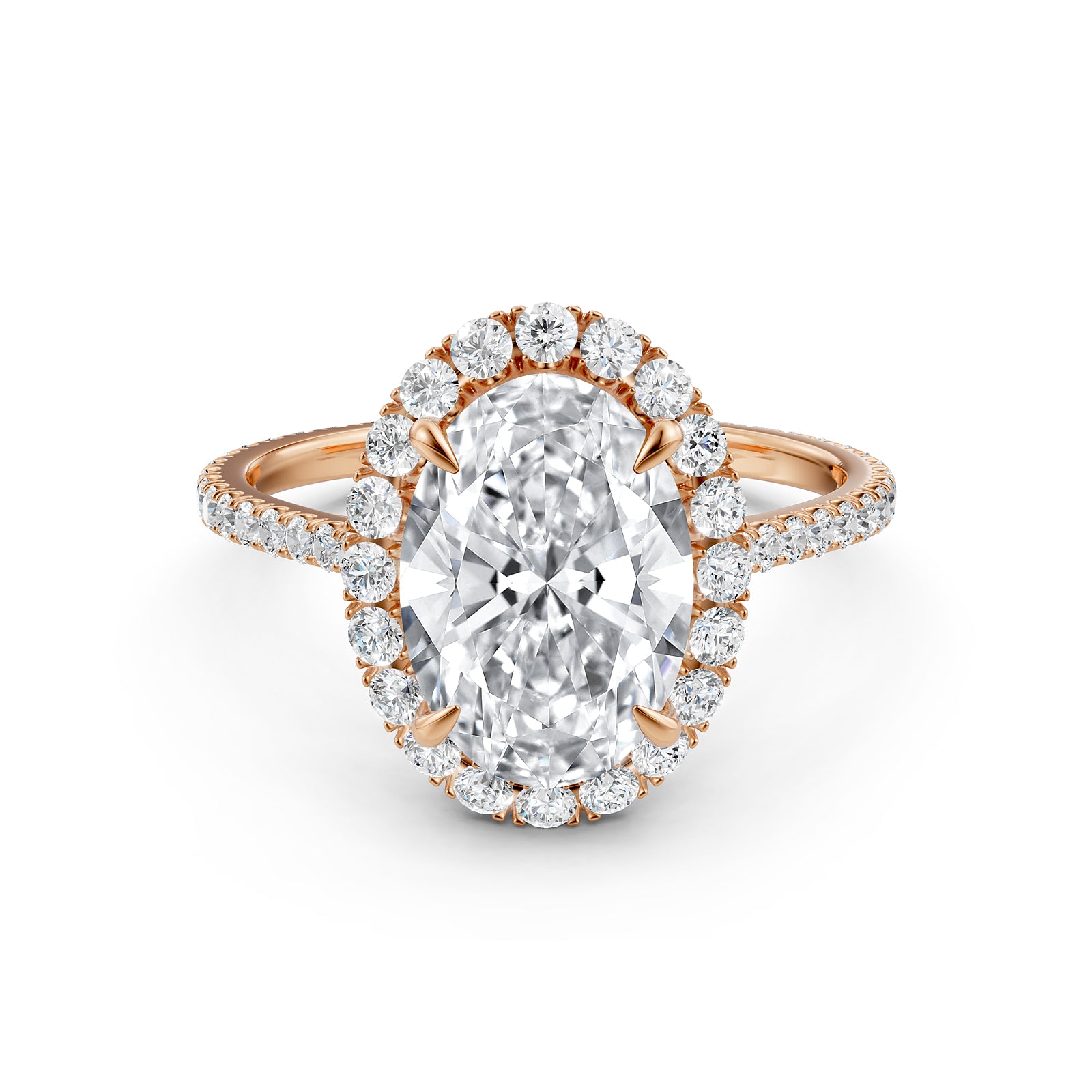 French U Pave Halo 2.54 Ctw. Round IGI Certified Diamond Engagement Ring