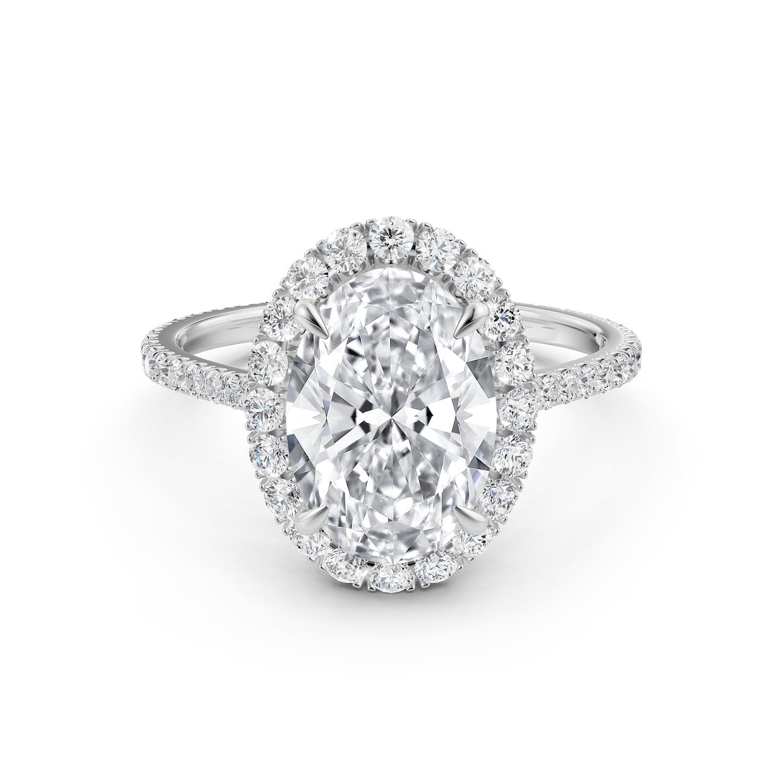 French U Pave Halo 2.54 Ctw. Round IGI Certified Diamond Engagement Ring